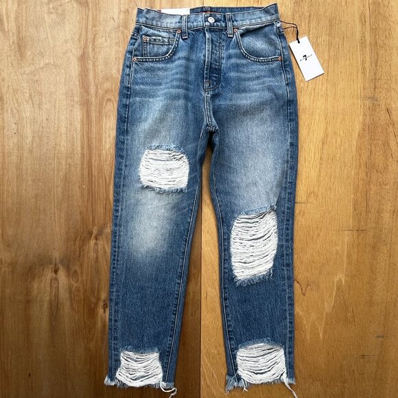 7 FOR ALL MANKIND HIGH WAIST JOSEFINA SKINNY BOYFRIEND JEANS WOMEN’S sz 24 NWT
